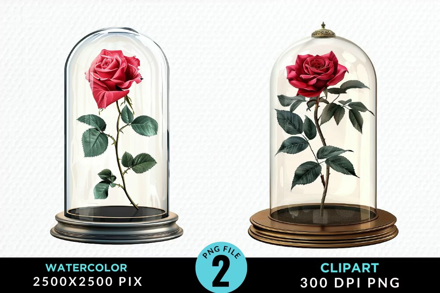 Watercolor Romantic Roses Graphics Clipart product image 1