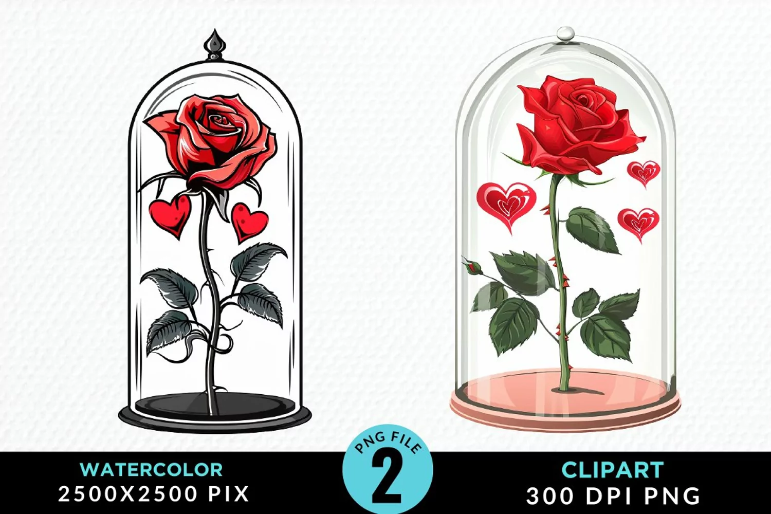Watercolor Romantic Roses Graphics Clipart product image 1
