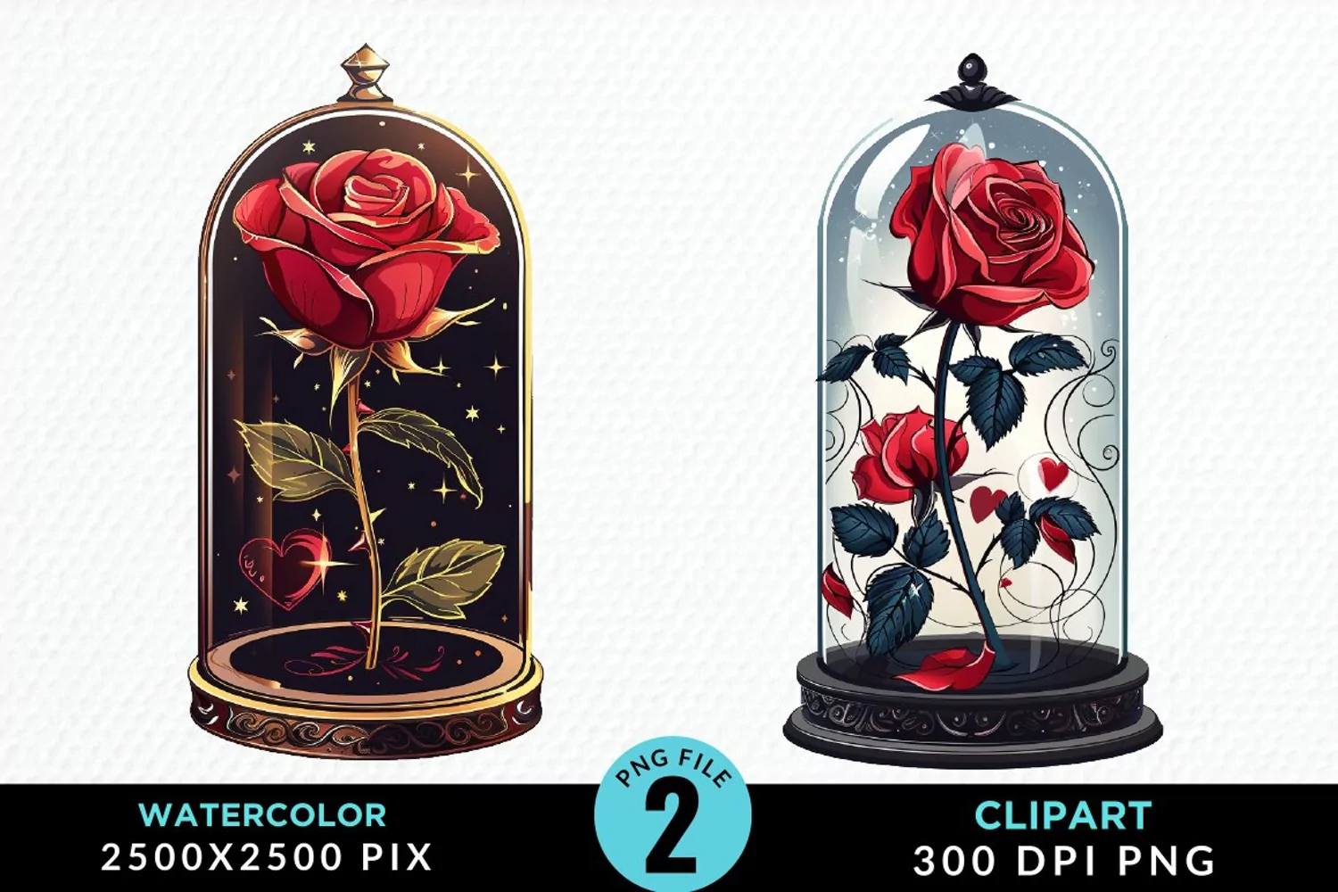 Watercolor Romantic Roses Graphics Clipart product image 1