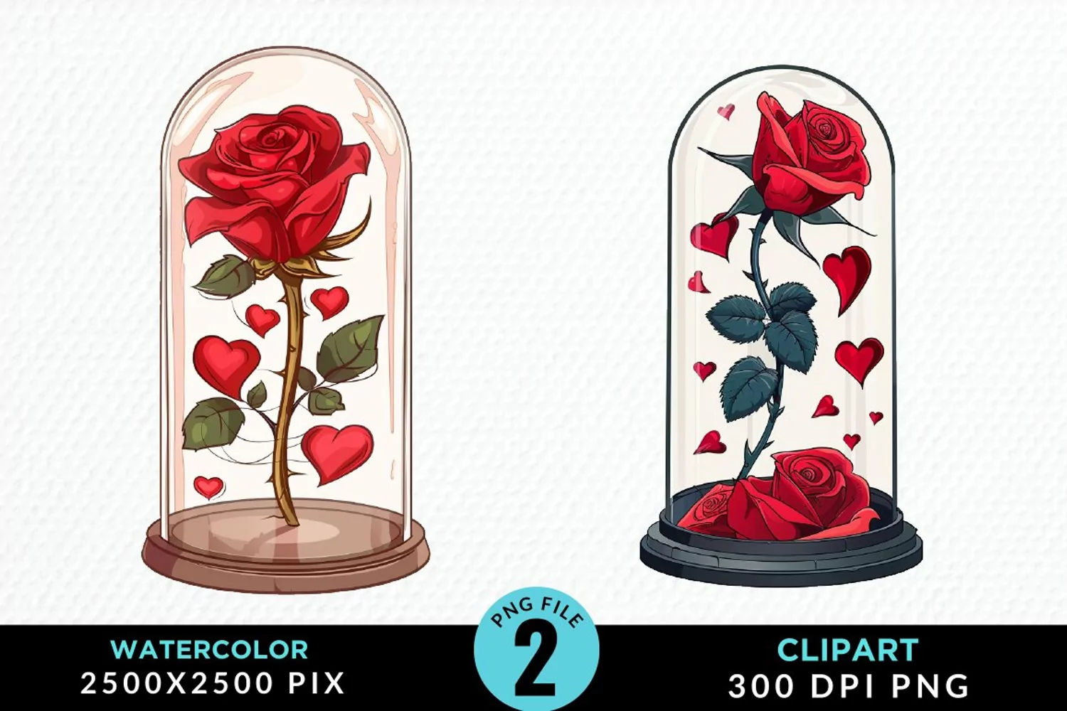Watercolor Romantic Roses Graphics Clipart product image 1