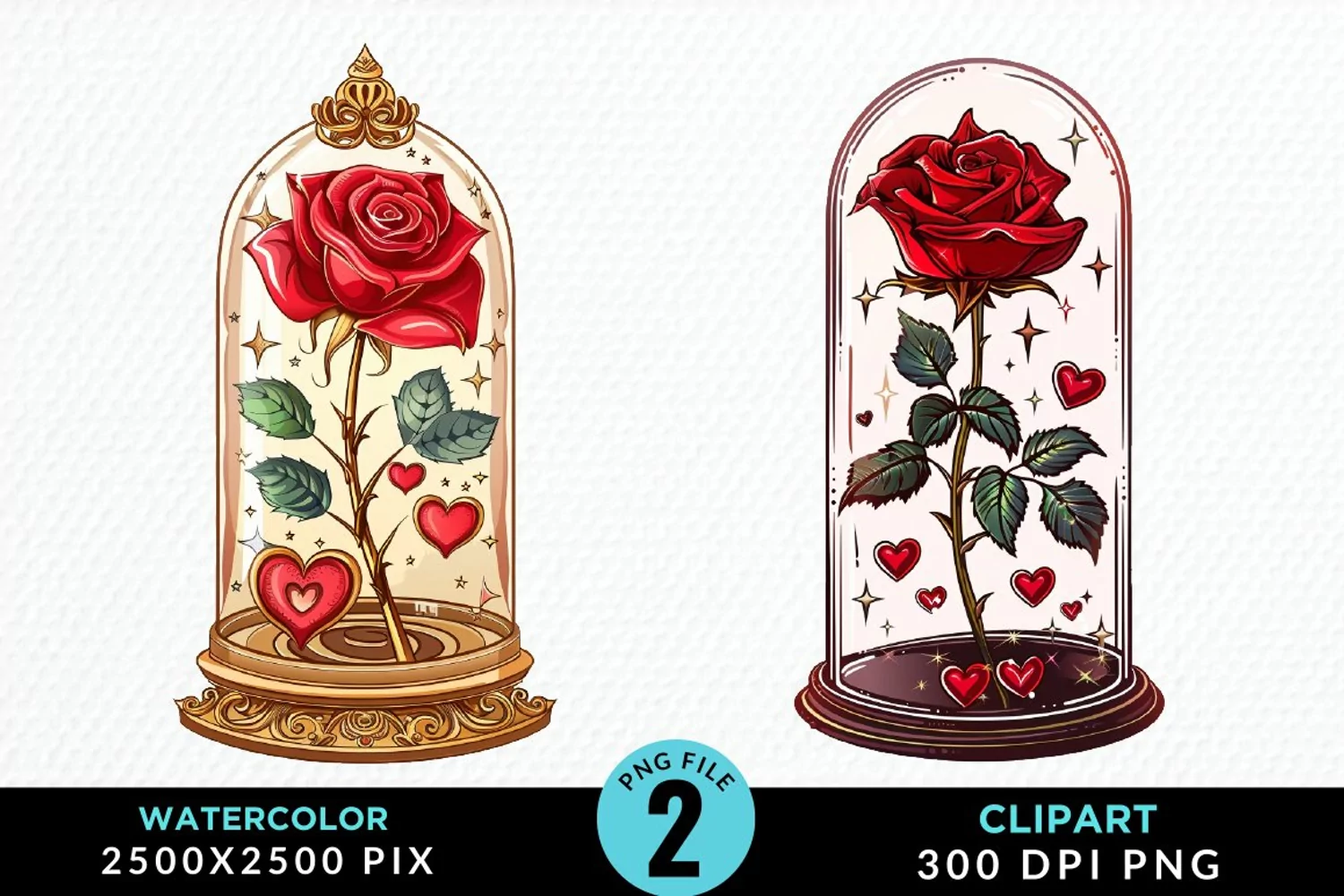 Watercolor Romantic Roses Graphics Clipart product image 1