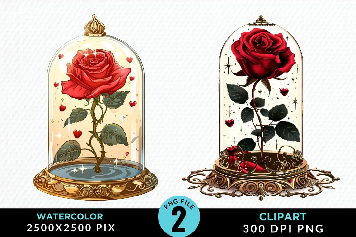 Watercolor Romantic Roses Artwork Clipart product image 1
