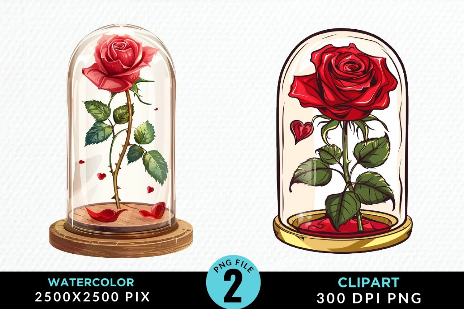 Watercolor Romantic Roses Graphics Clipart product image 1