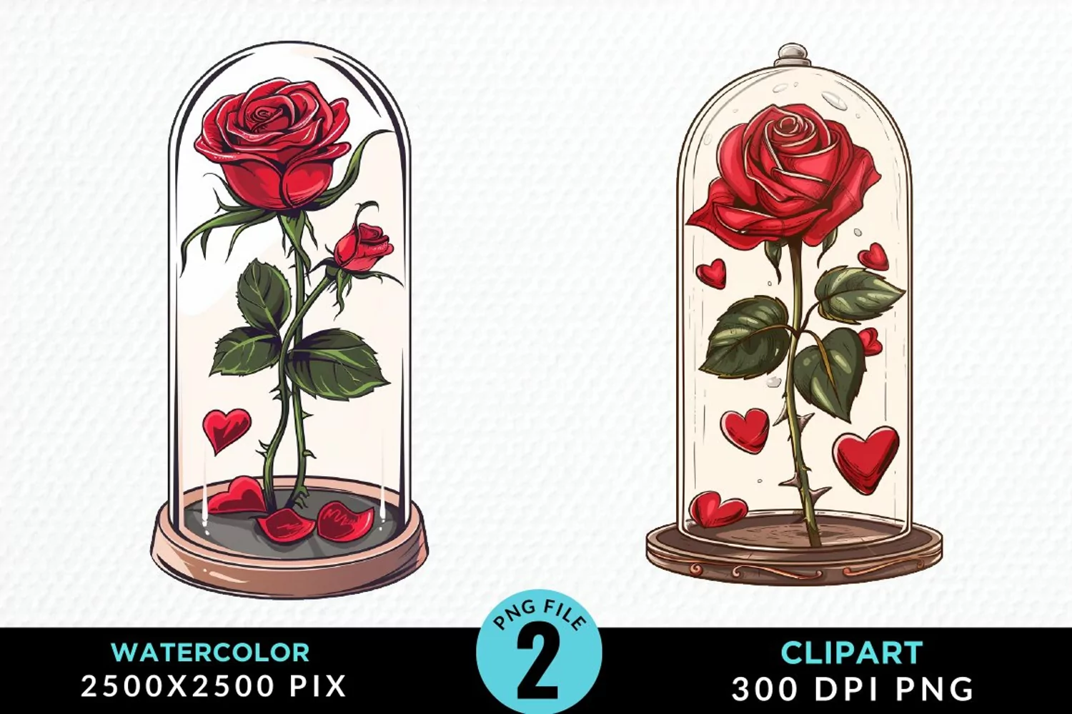 Watercolor Romantic Roses Graphics Clipart product image 1