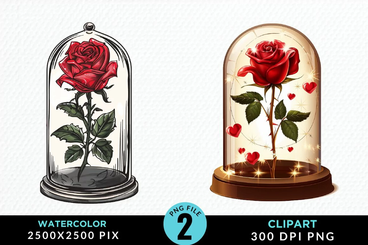 Watercolor Romantic Roses Graphics Clipart product image 1