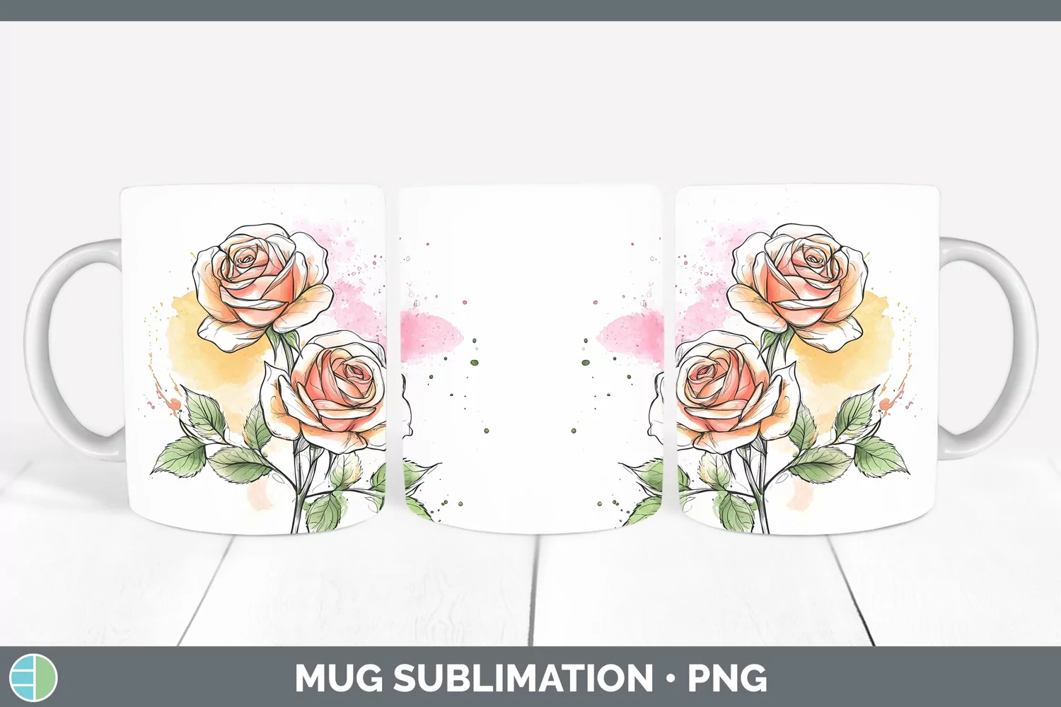 GorgeousWatercolor Mug Wrap design.