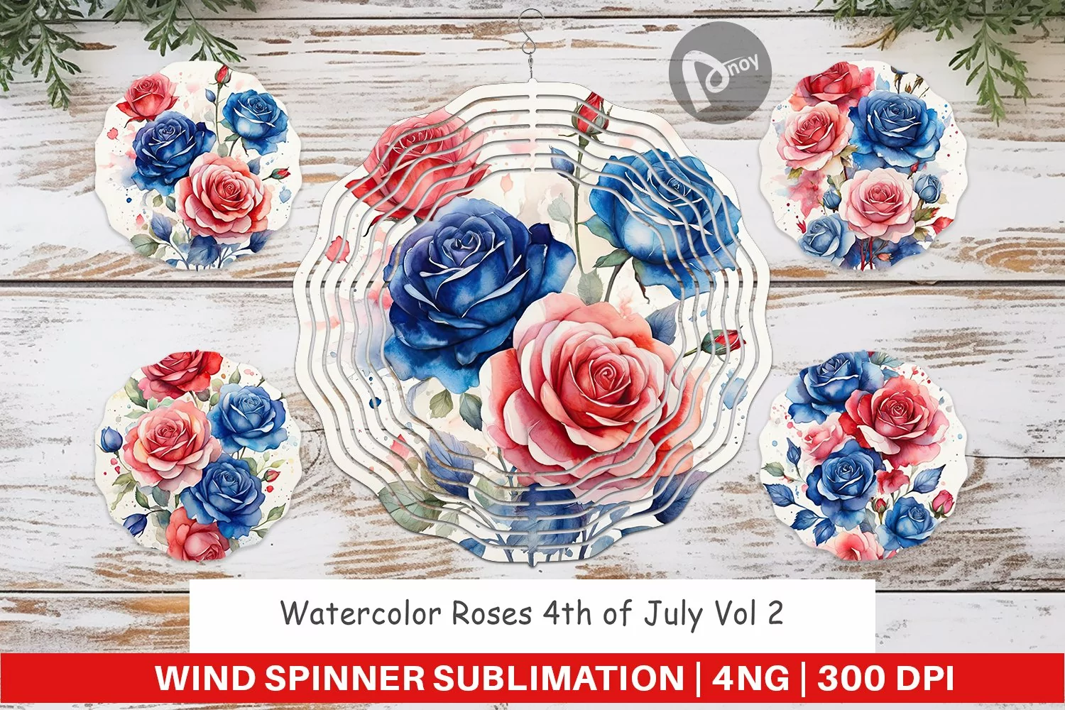 Wind Spinner Watercolor Roses Patriotic product image 1