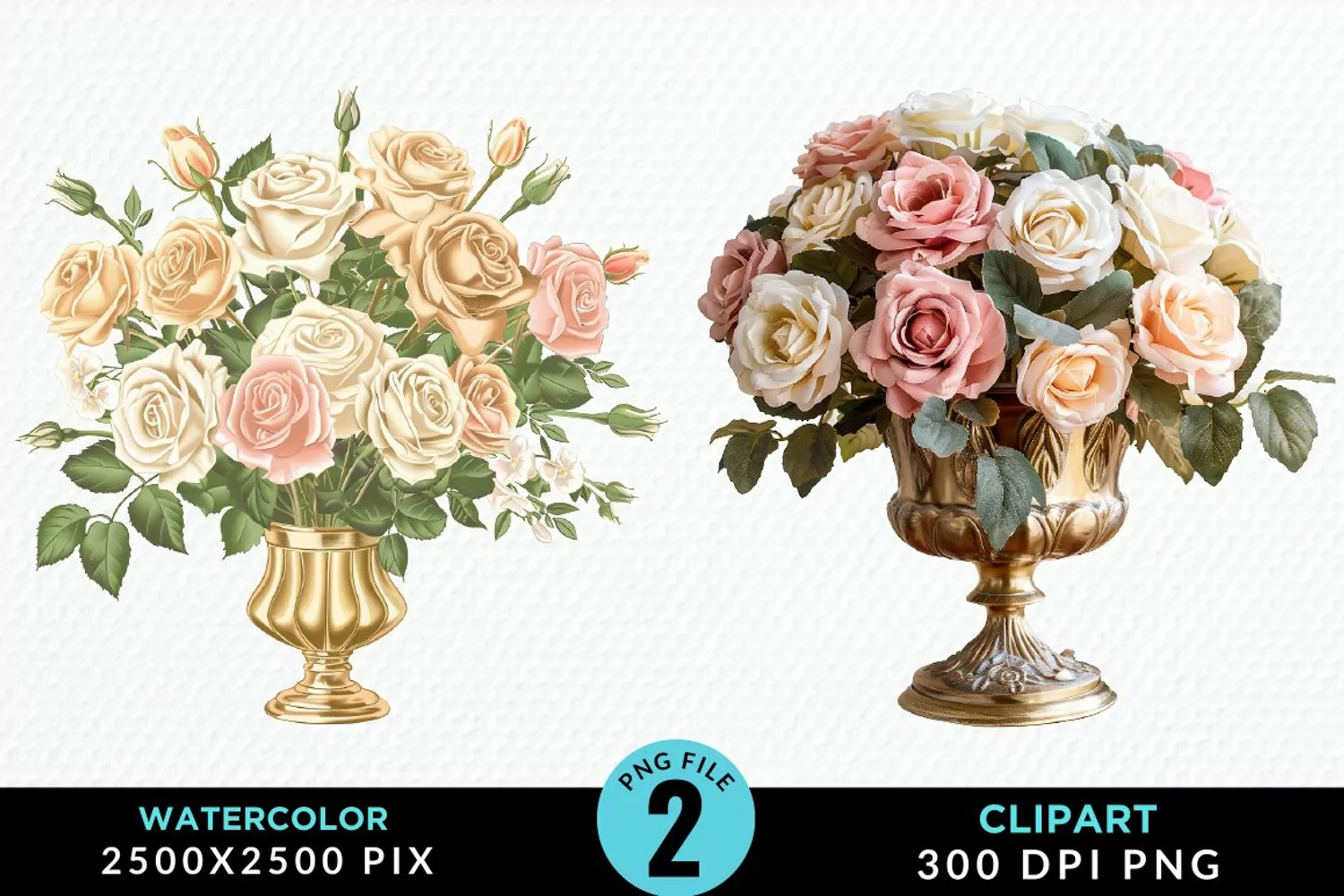 Watercolor Roses Illustration Clipart product image 1