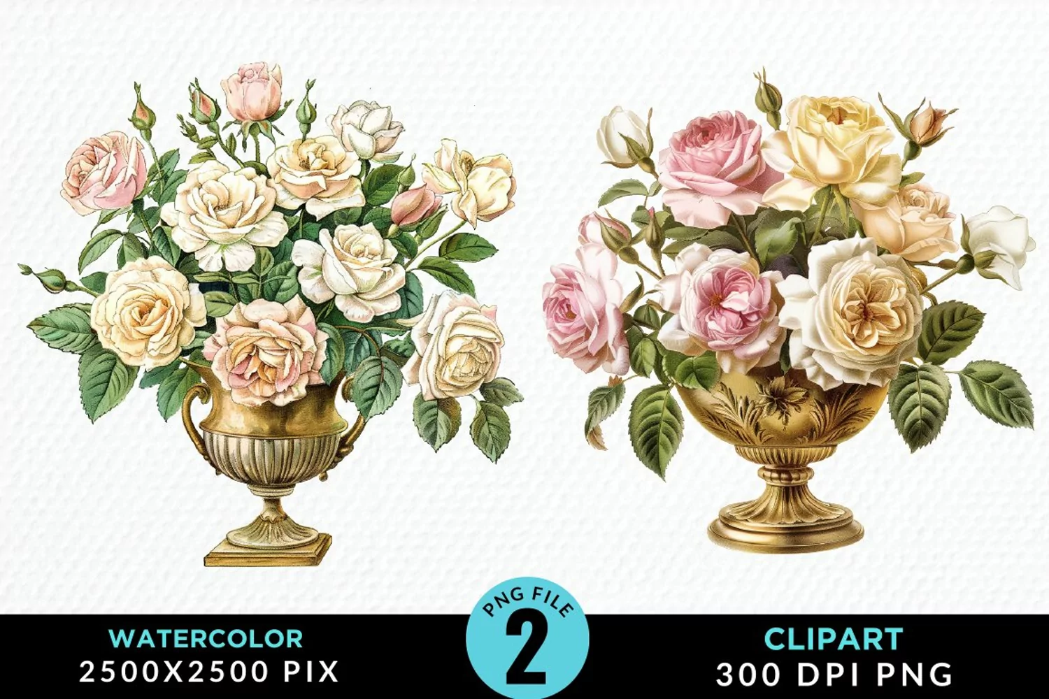 Watercolor Roses Illustration Clipart product image 1