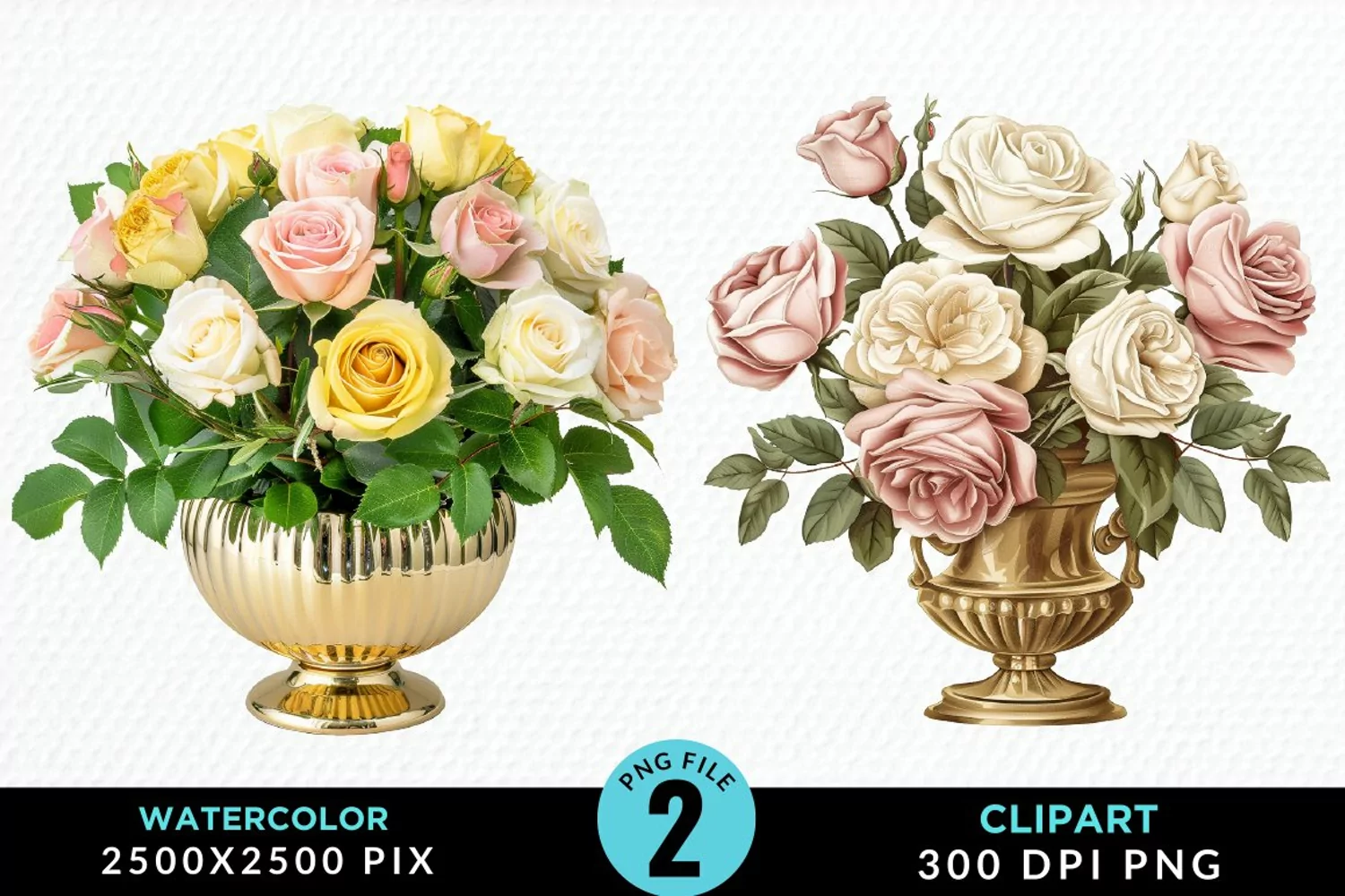 Watercolor Roses Illustration Clipart product image 1