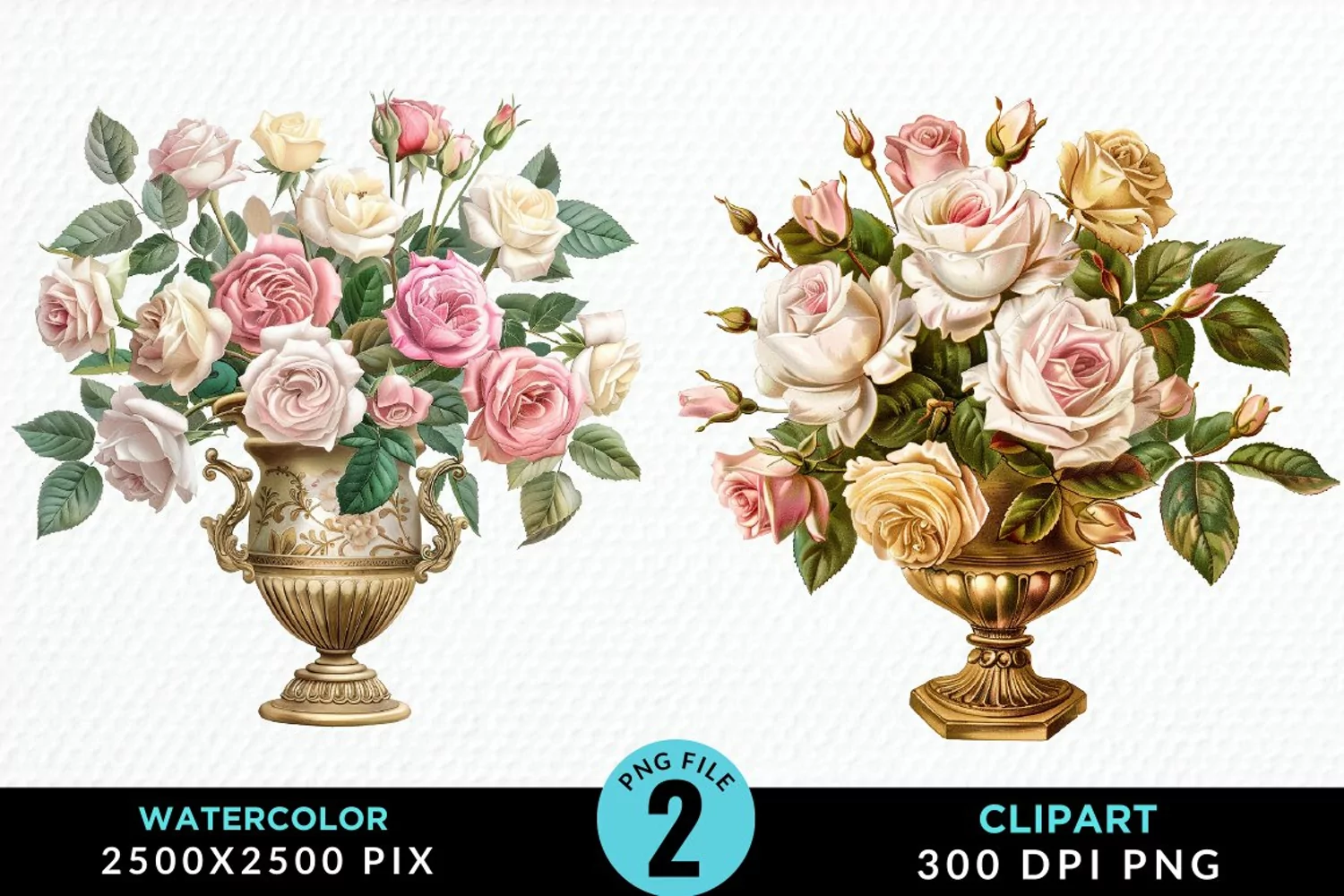 Watercolor Roses Illustration Clipart product image 1