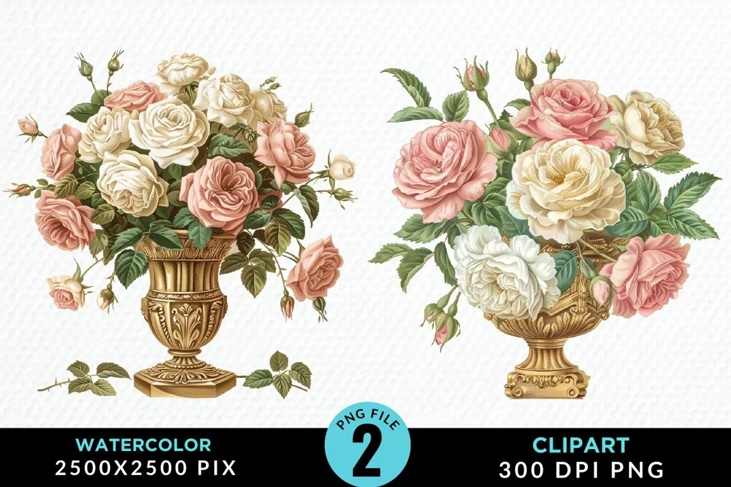 Watercolor Roses Illustration Clipart product image 1