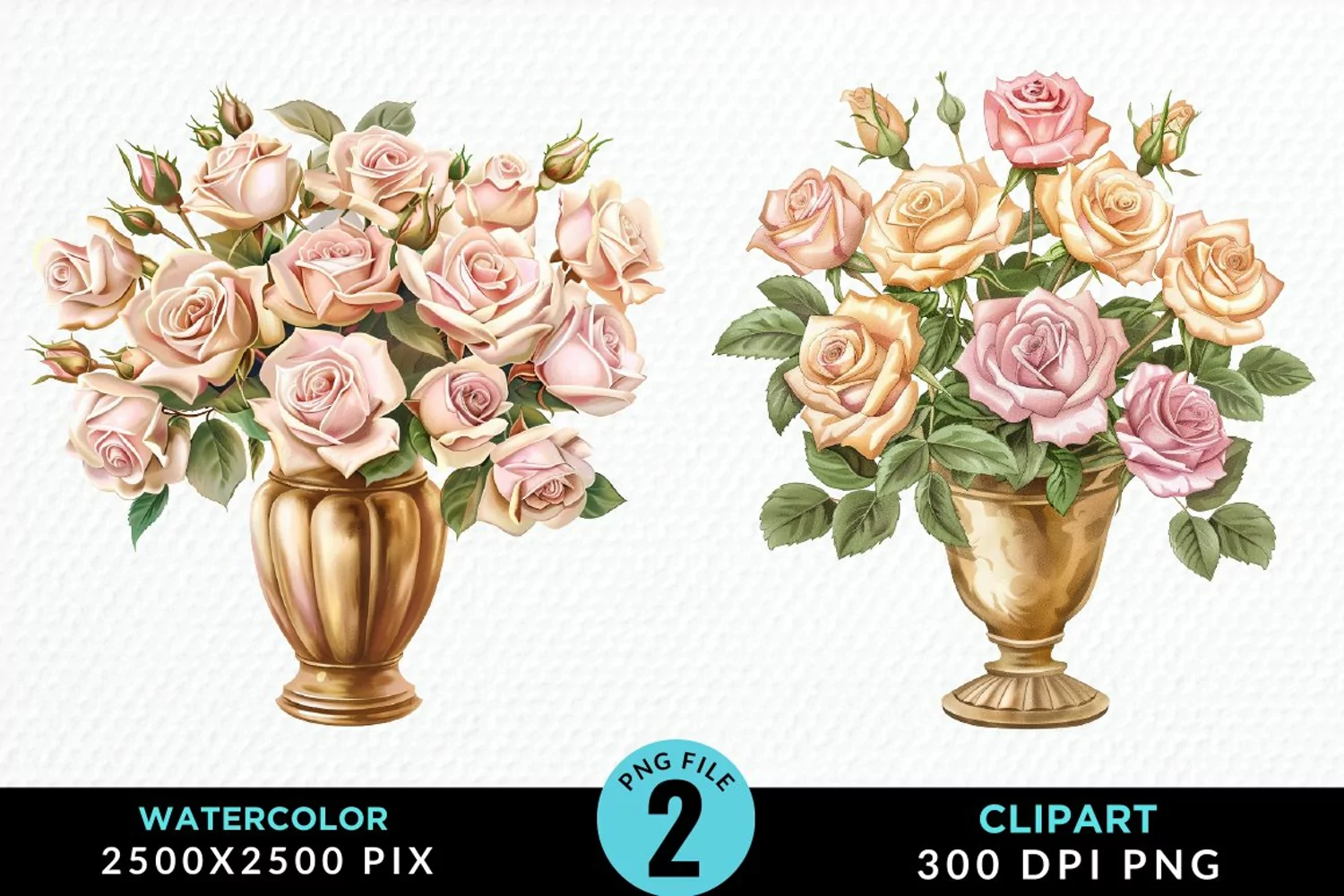 Watercolor Roses Illustration Clipart product image 1