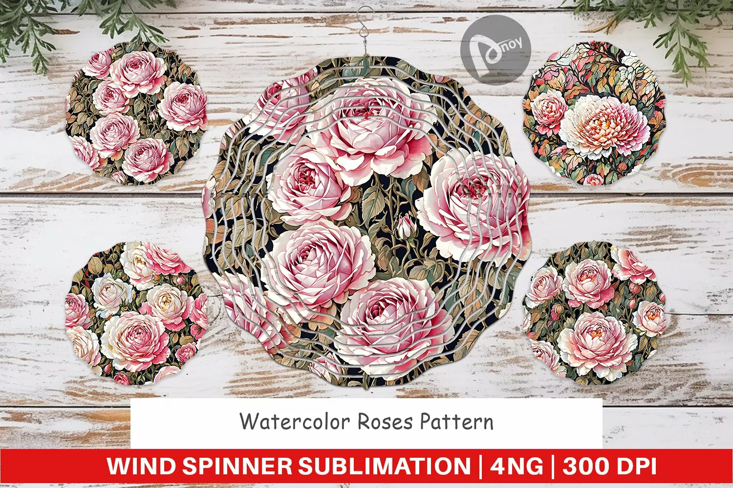 Wind Spinner Watercolor Roses Pattern product image 1