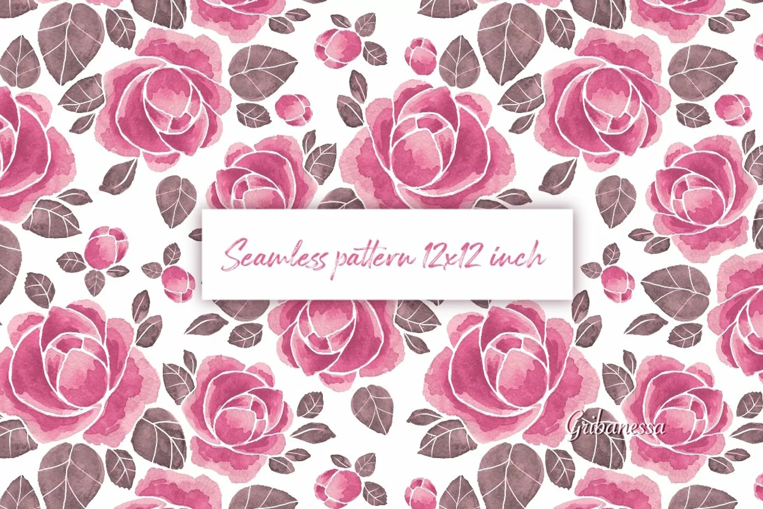 Seamless pattern of roses. Watercolor digital paper product image 1