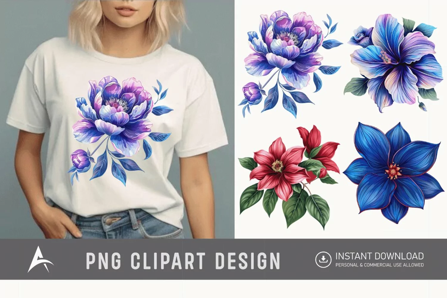 Watercolor Royal Flower Clipart product image 1