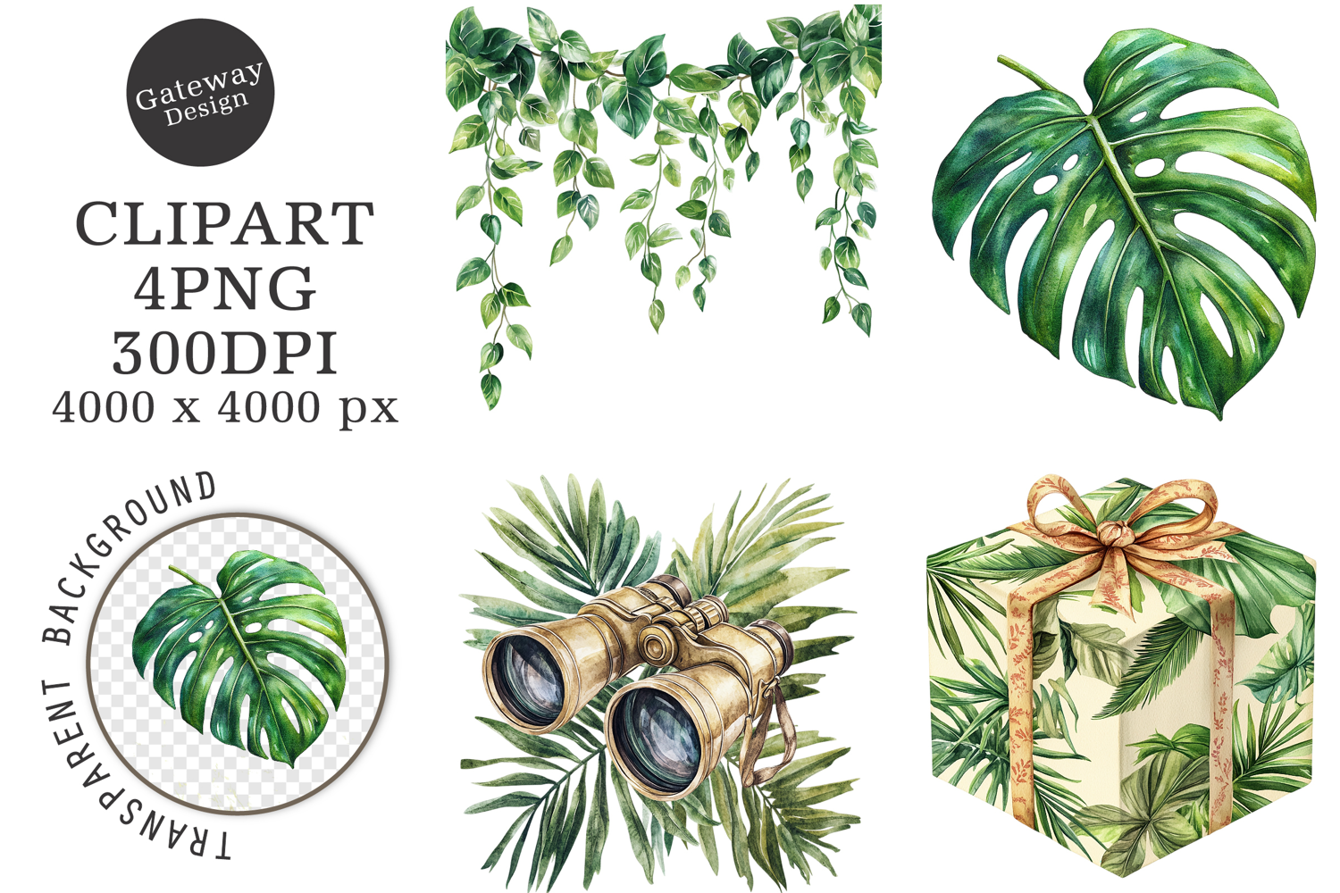 Watercolor Safari Animals Png product image 1