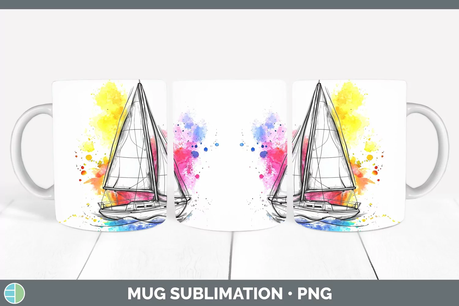 GorgeousWatercolor Mug Wrap design.