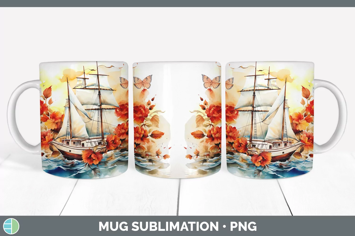 GorgeousWatercolor Mug Wrap design.