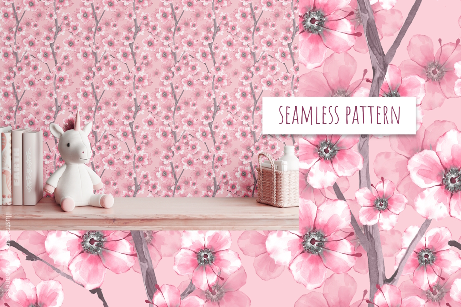 Watercolor Sakura Pink Pattern product image 1