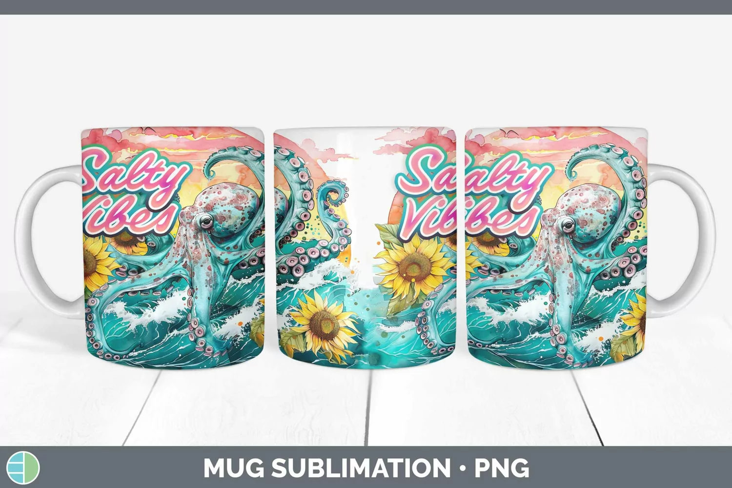 GorgeousWatercolor Mug Wrap design.