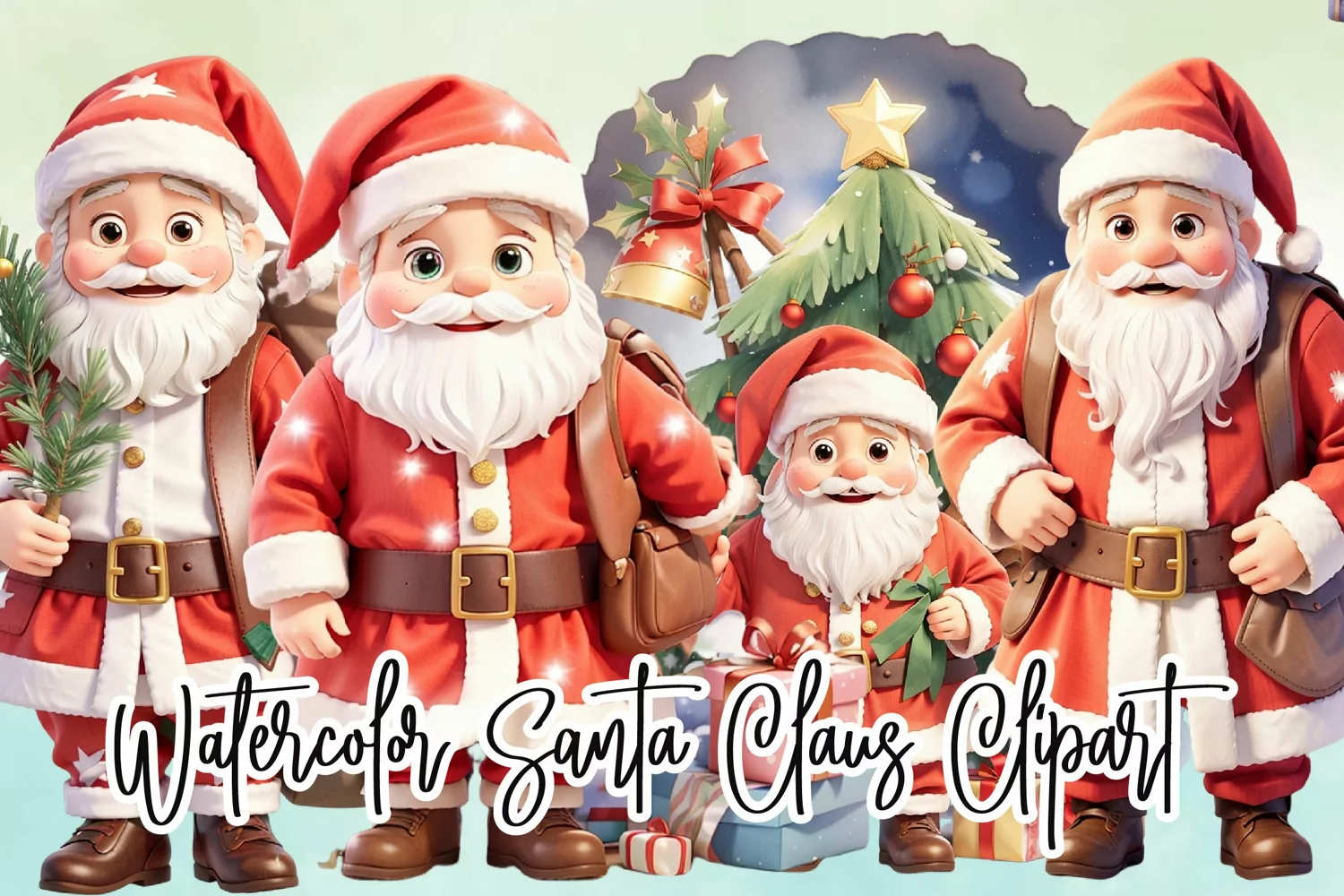 Watercolor Santa Claus Clipart product image 1