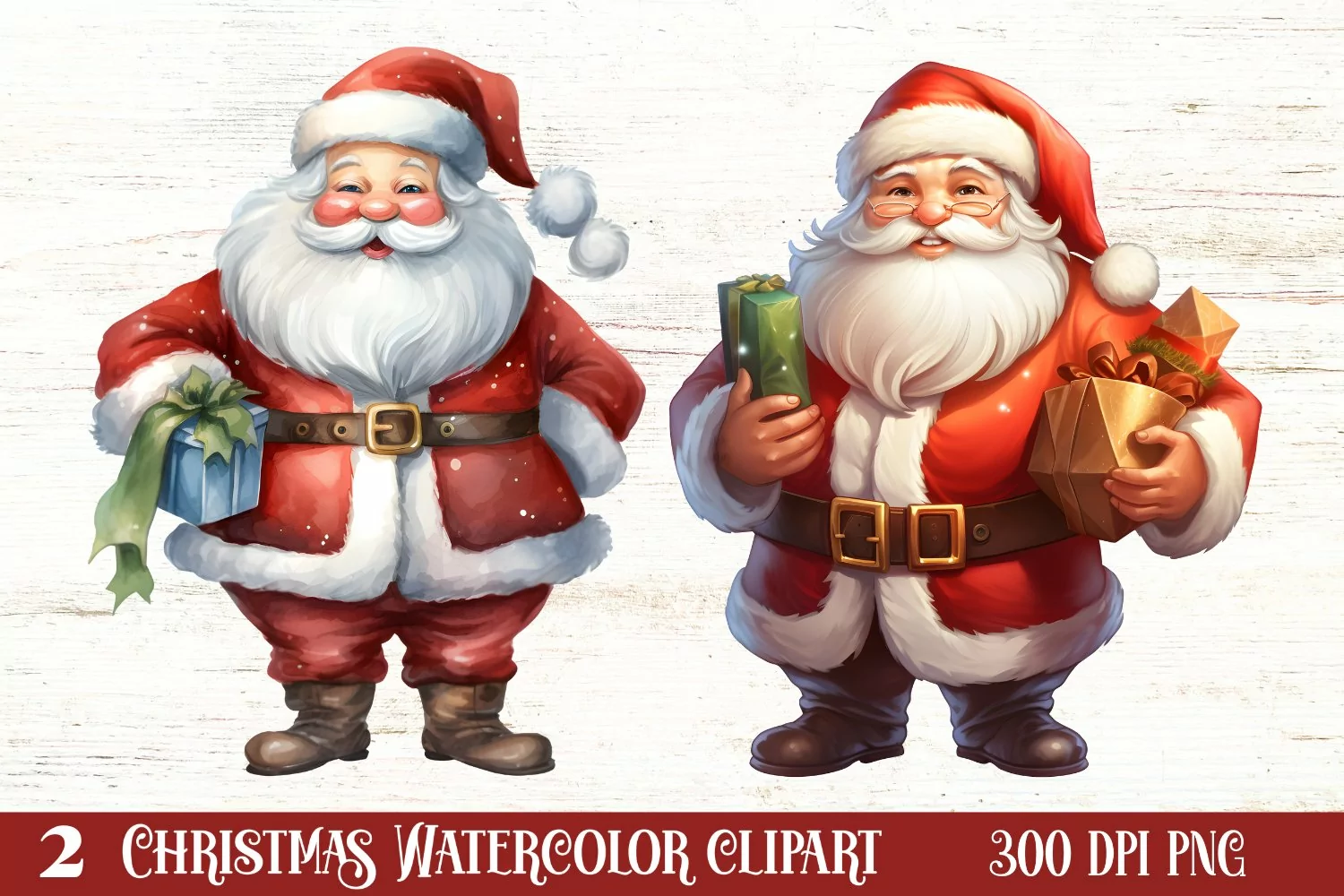 Watercolor Santa Claus Sublimation Clipart, Santa PNG product image 1