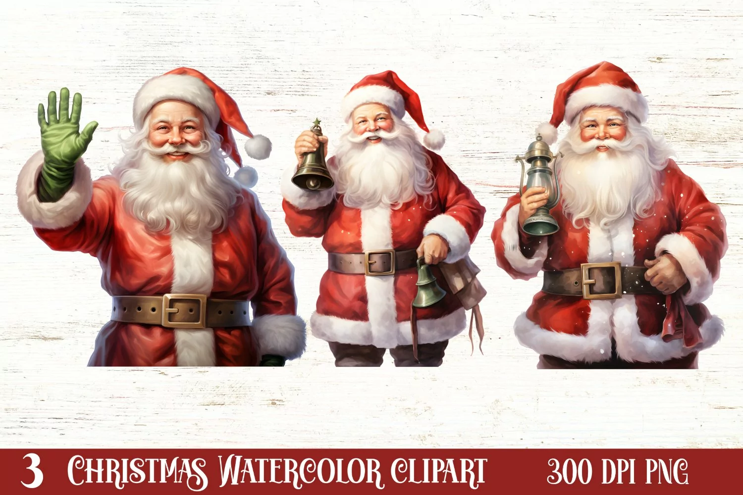 Watercolor Santa Claus Sublimation Clipart, Santa PNG product image 1