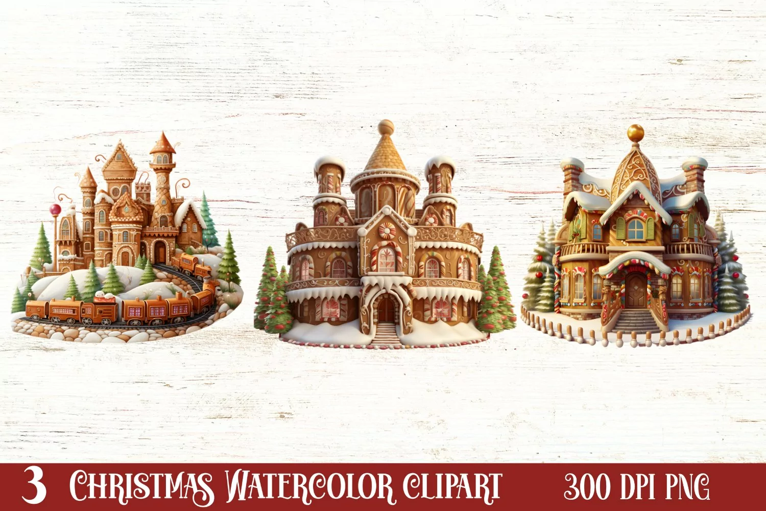 Watercolor Santa Claus Sublimation Clipart, Santa PNG product image 1