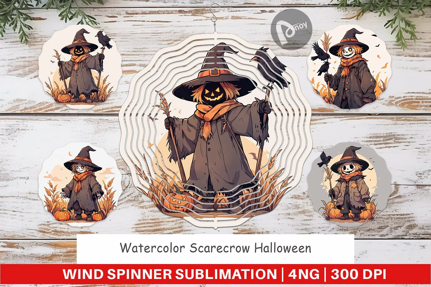 Wind Spinner Watercolor Scarecrow product image 1