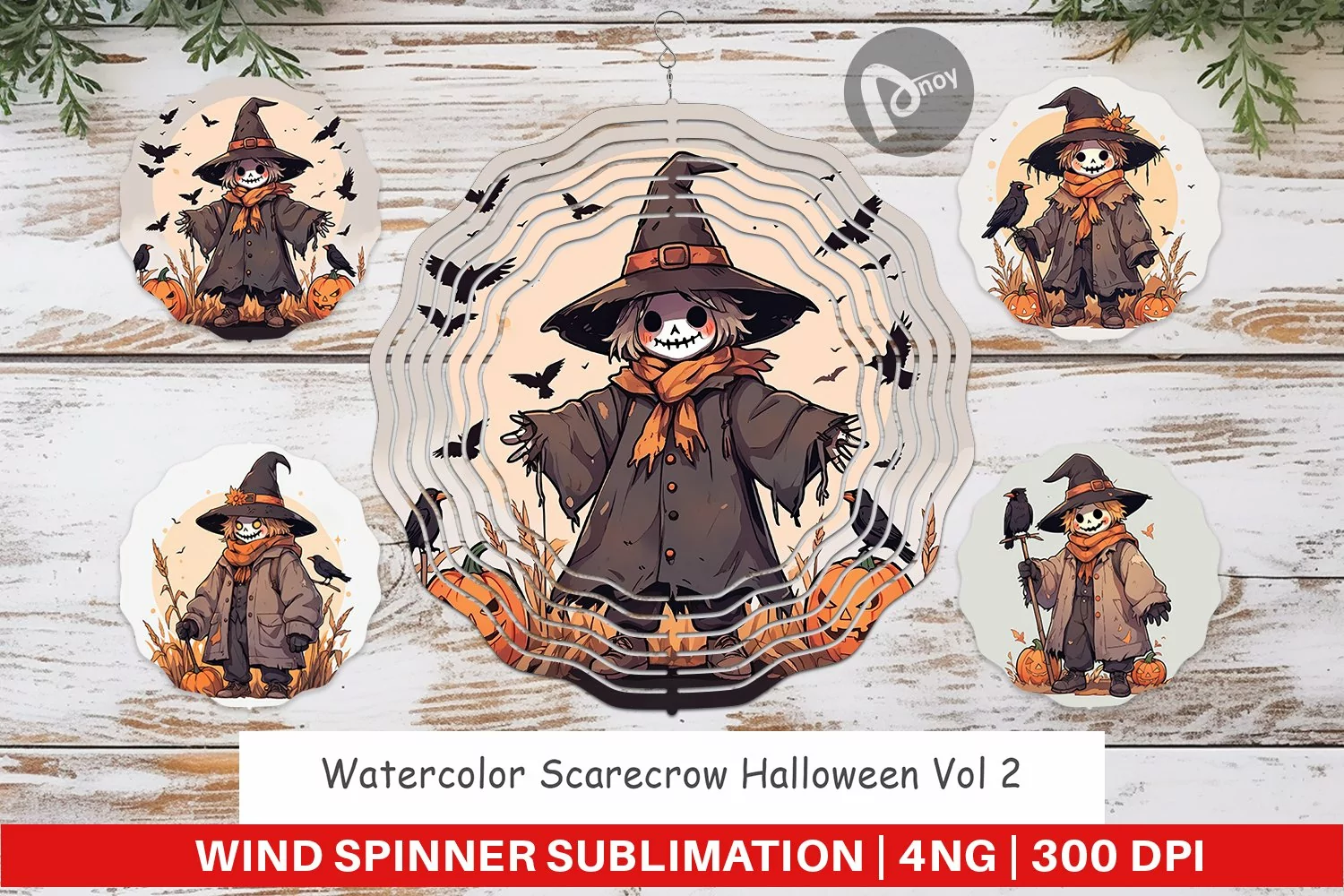 Wind Spinner Watercolor Scarecrow product image 1