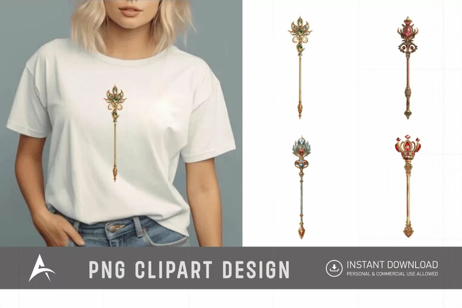 Watercolor Scepter Sublimation Clipart product image 1