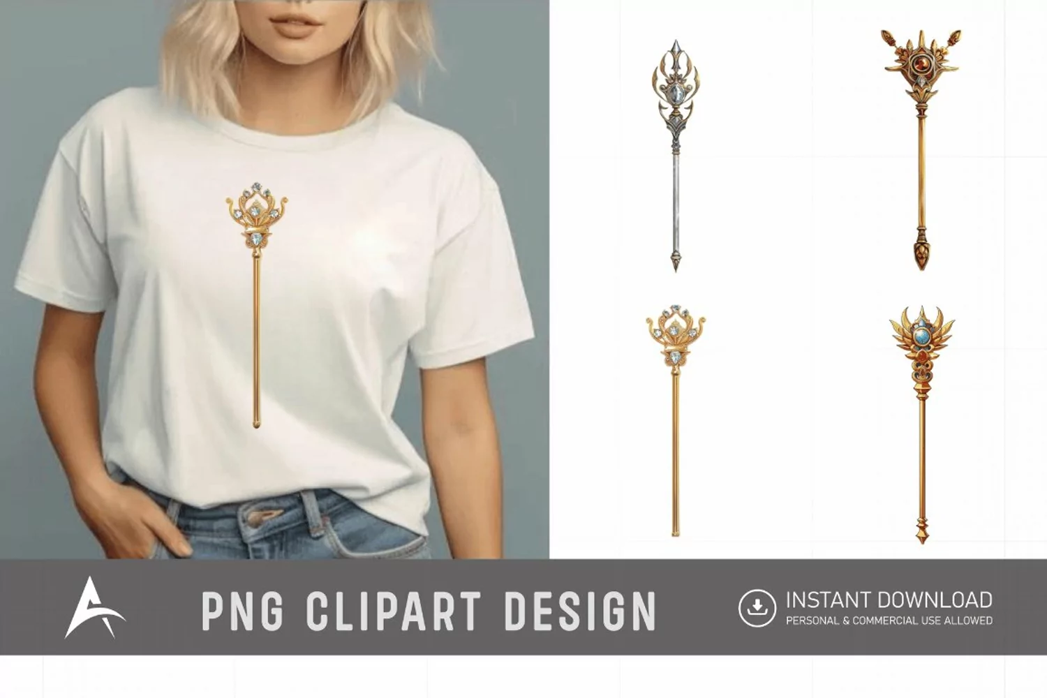Watercolor Scepter Sublimation Clipart product image 1