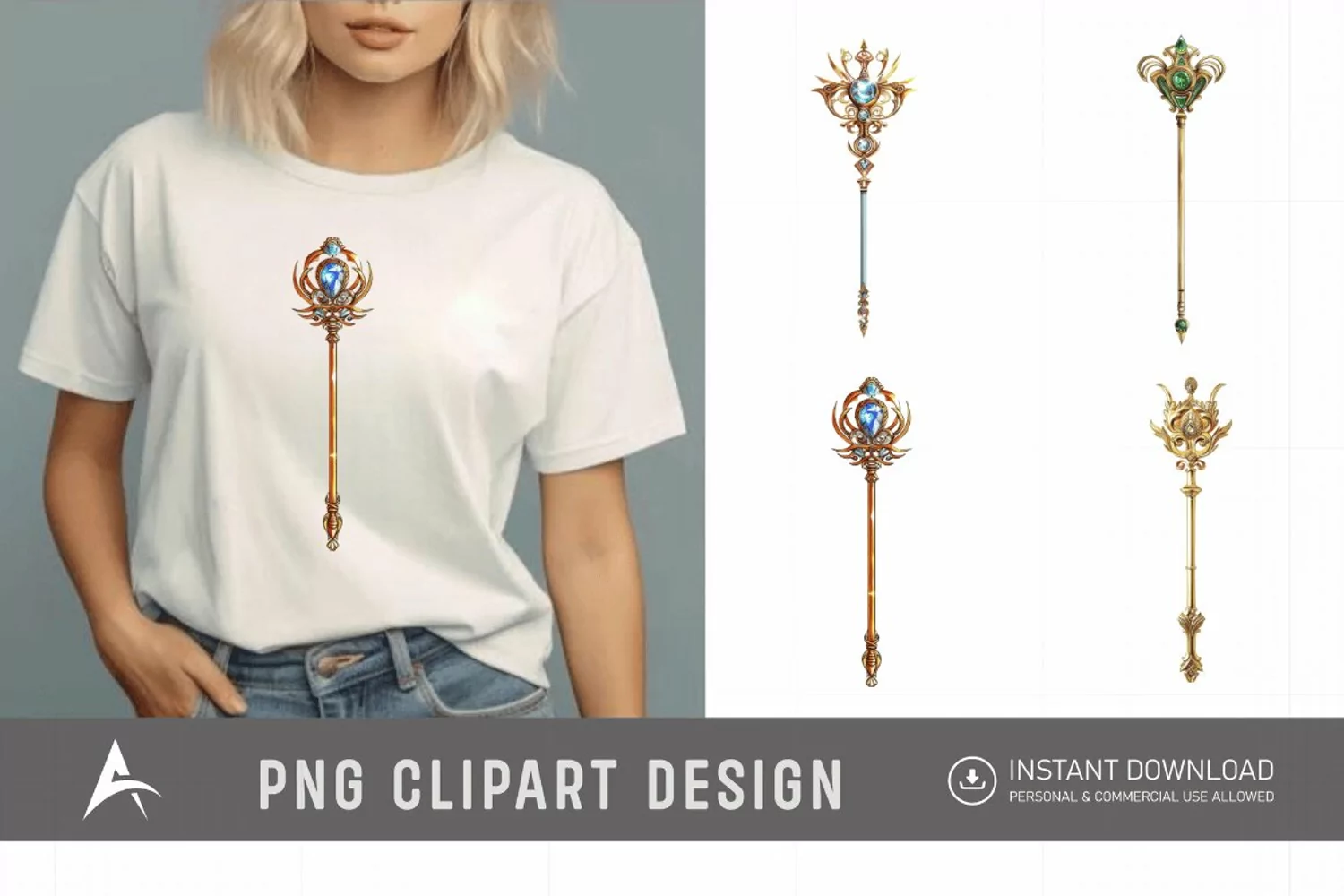Watercolor Scepter Sublimation Clipart product image 1