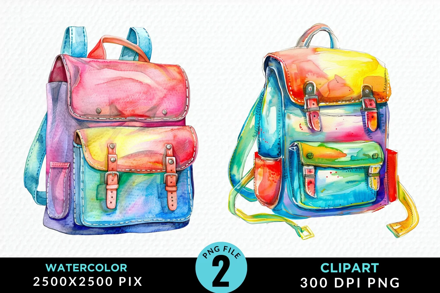 Watercolor School Bag Graphic Clipart product image 1
