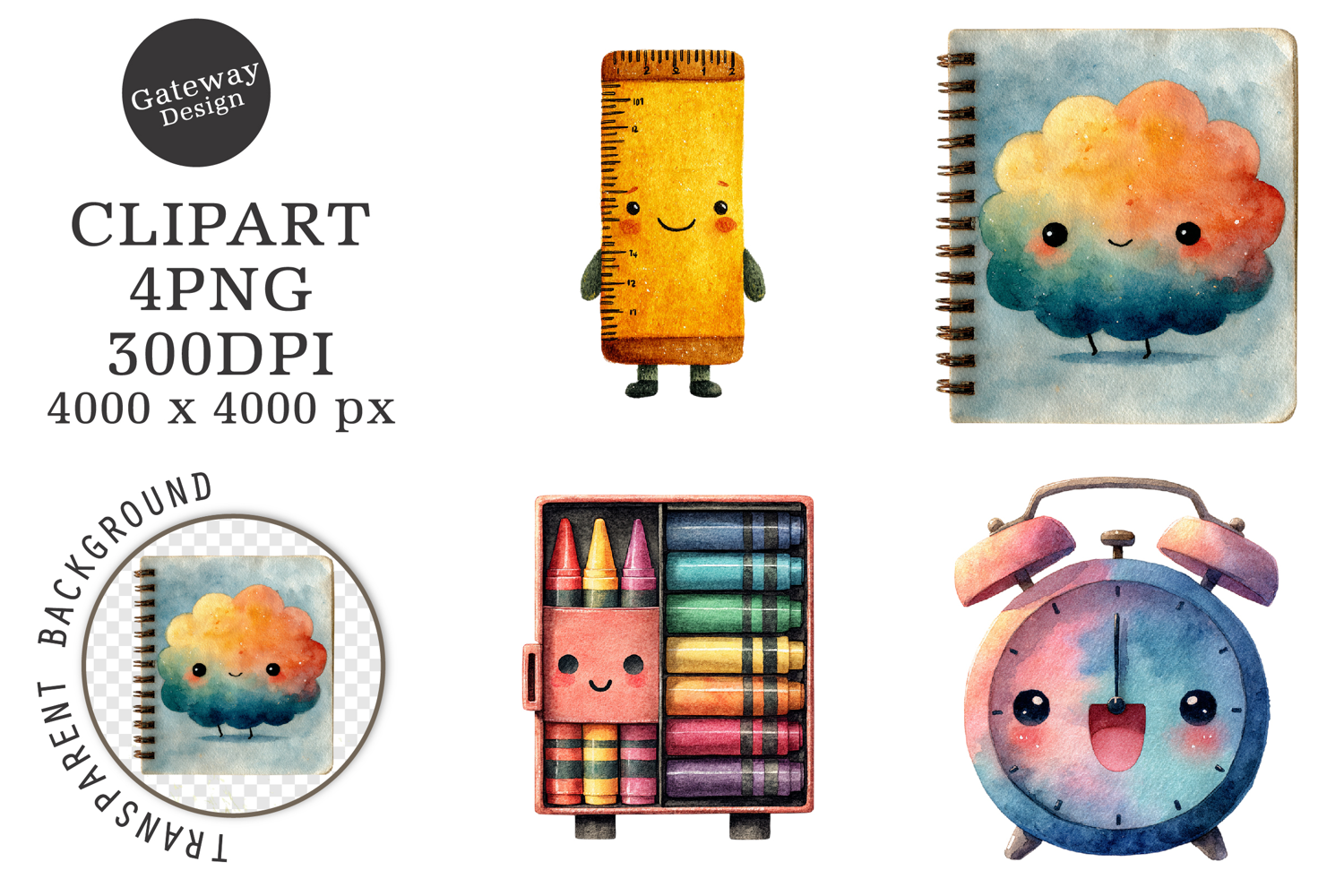 Watercolor School Character Clipart product image 1