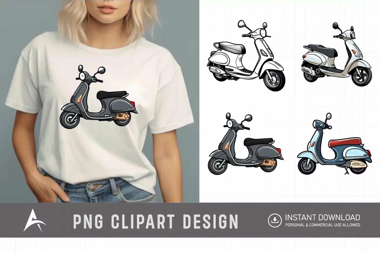 Watercolor Scooter Clipart product image 1