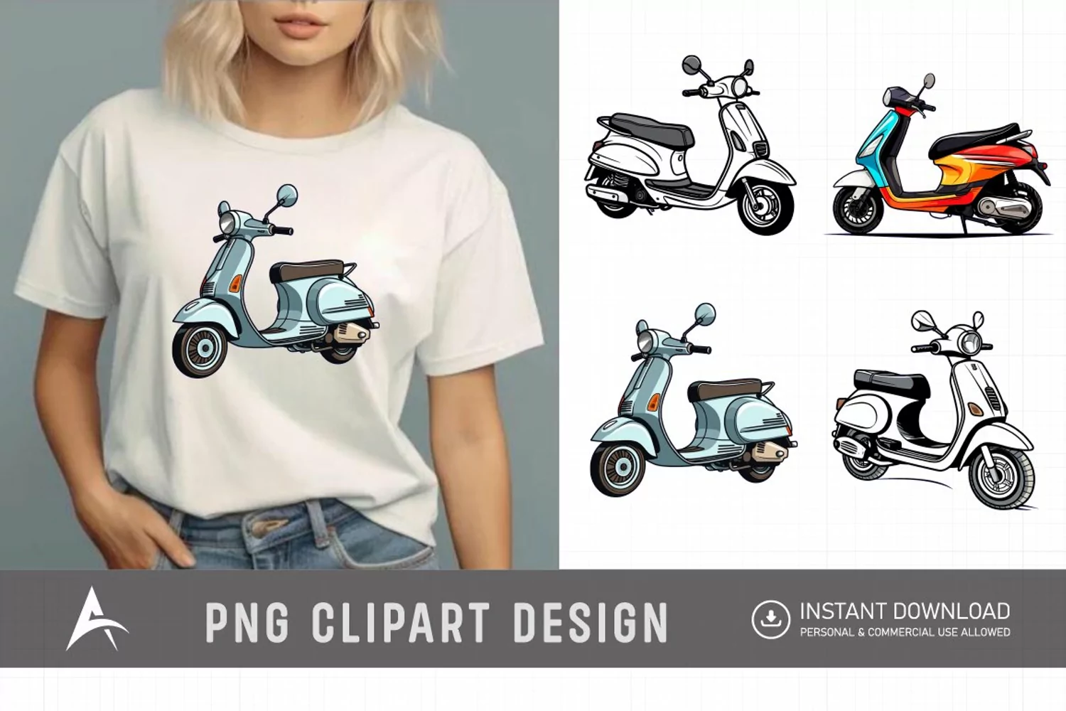 Watercolor Scooter Clipart product image 1