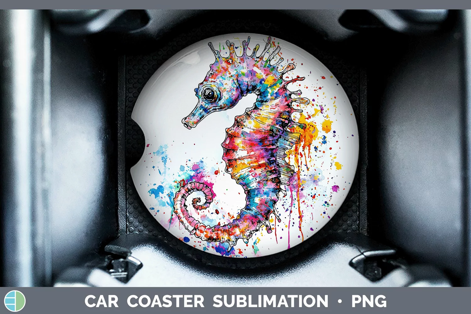 GorgeousWatercolor Car Coaster design.