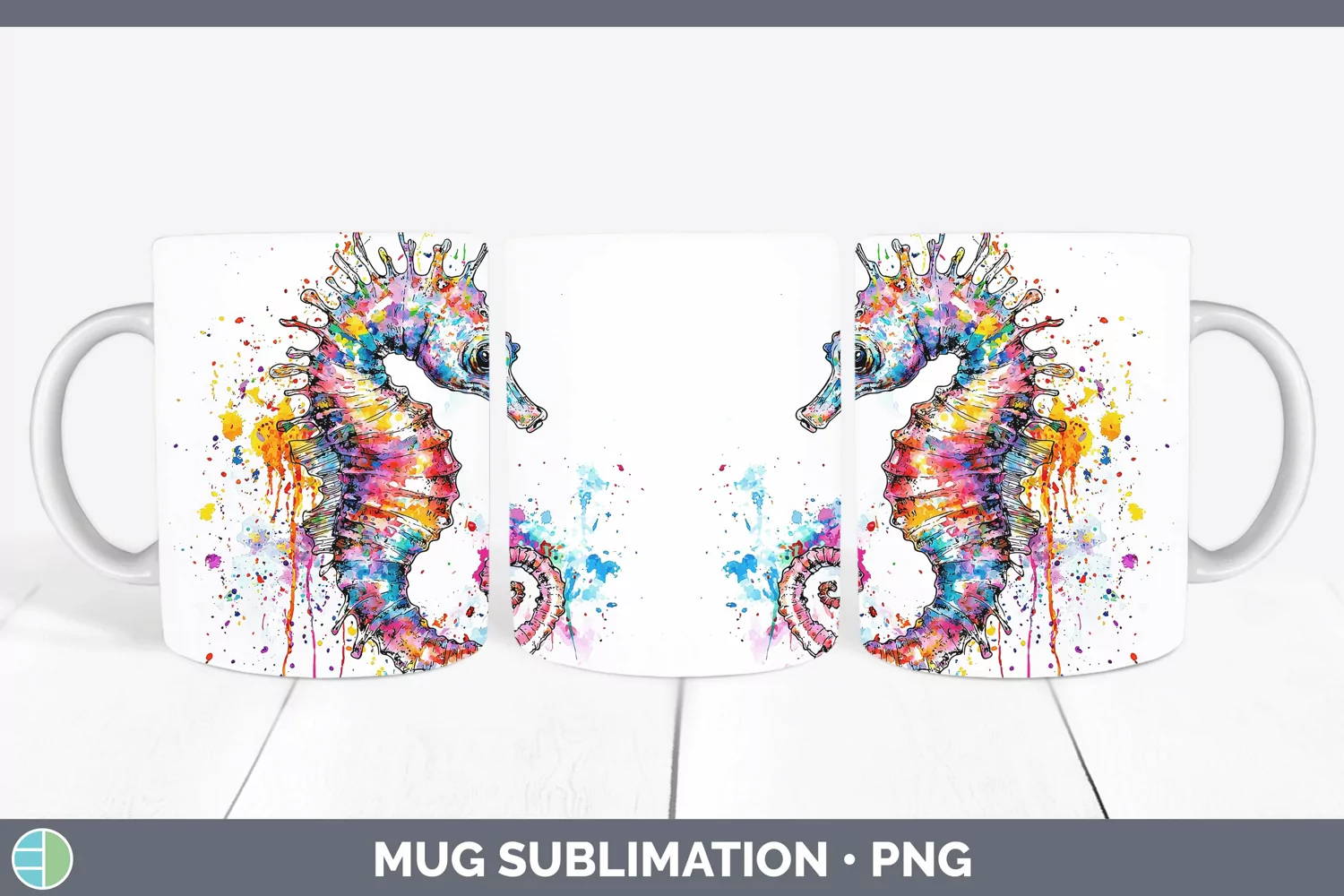 GorgeousWatercolor Mug Wrap design.