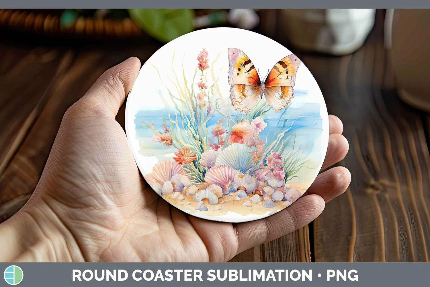 GorgeousWatercolor Round Coaster design.