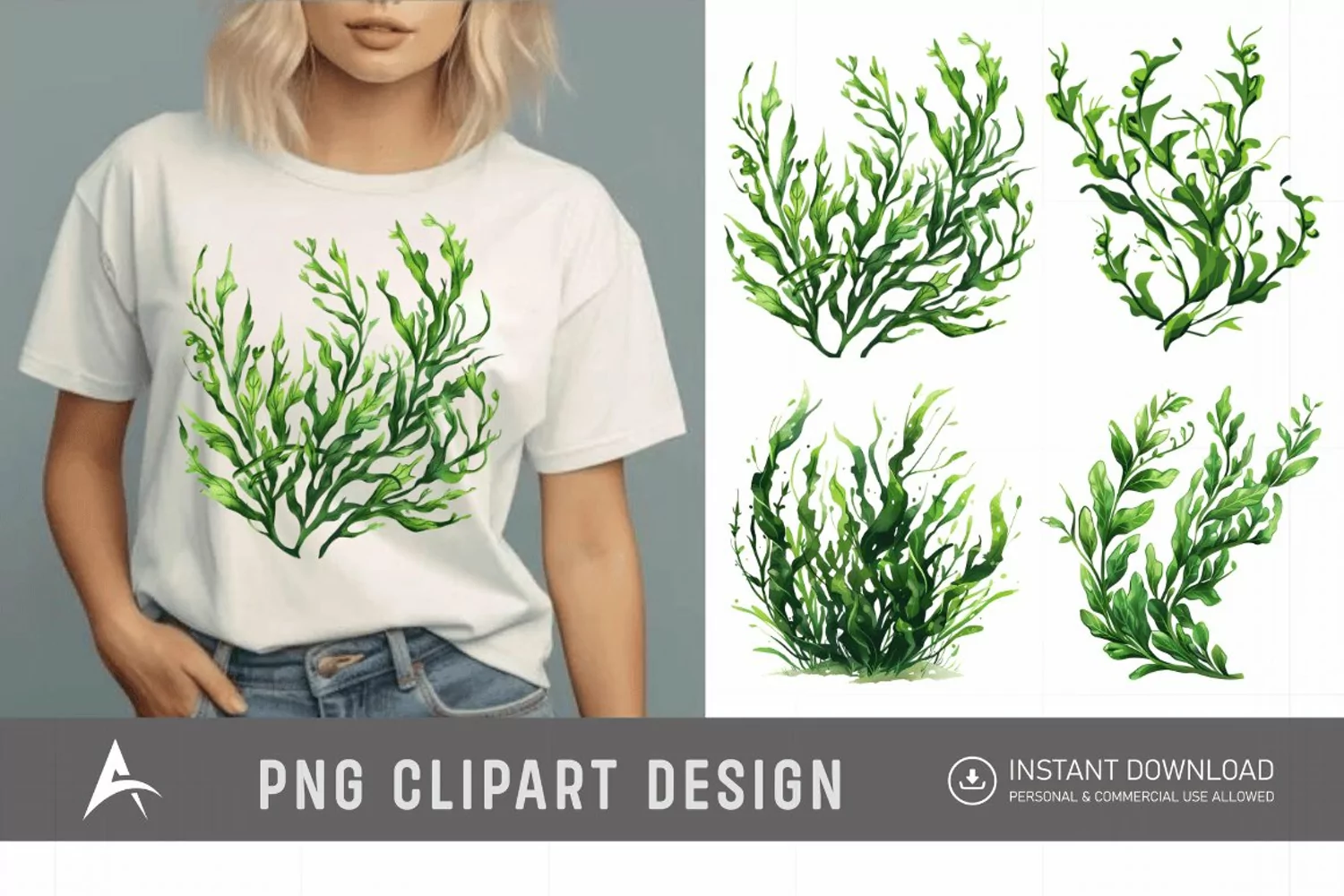 Watercolor Seaweed Clipart product image 1
