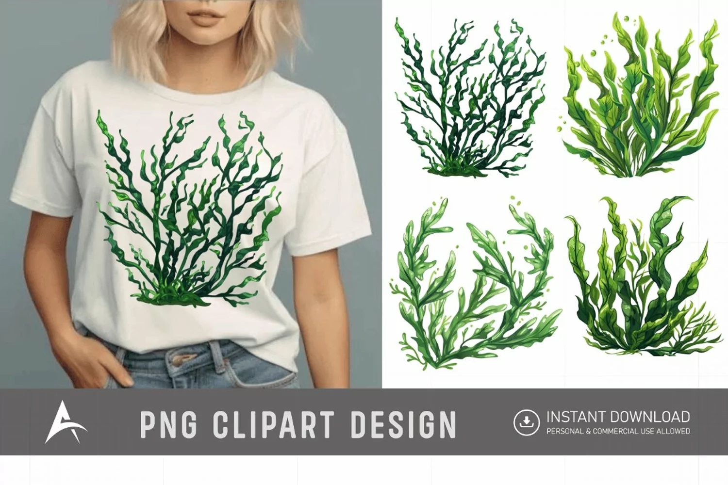 Watercolor Seaweed Clipart product image 1