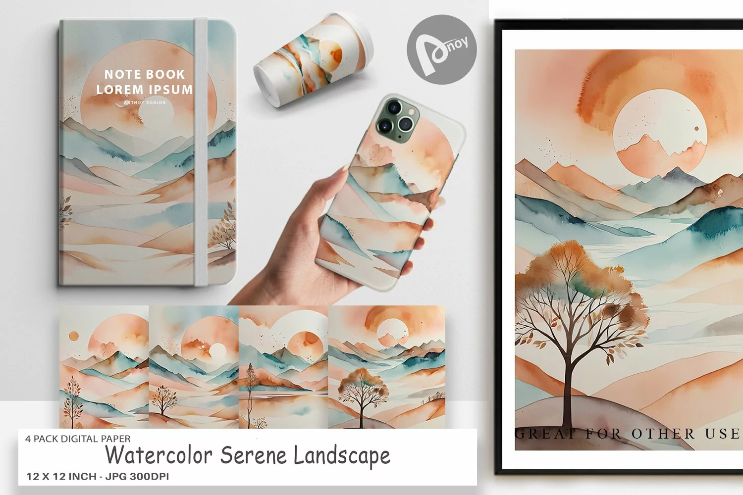 Digital Paper Watercolor Landscape product image 1