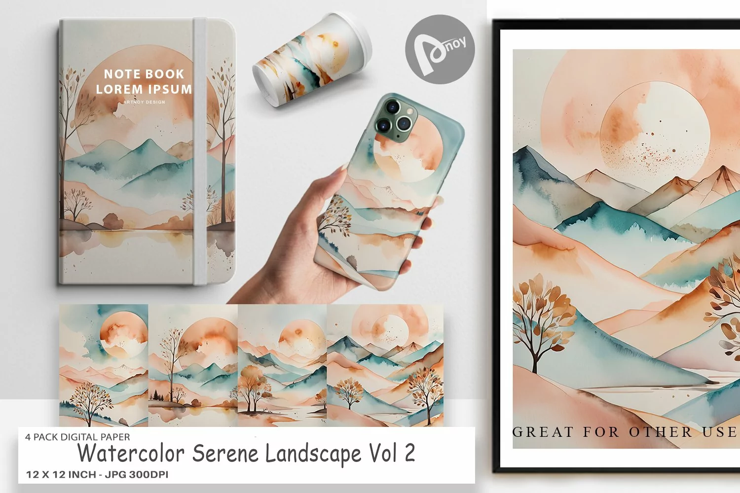 Digital Paper Watercolor Landscape product image 1