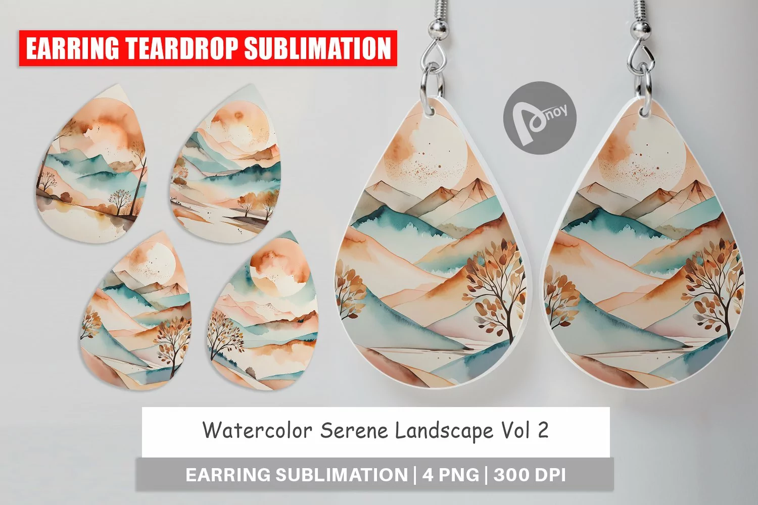 Earring Teardrop Watercolor Landscape product image 1