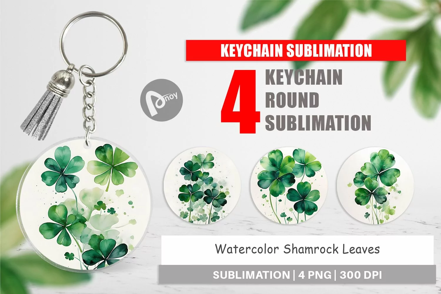 Keychain Watercolor Shamrock Leaves product image 1