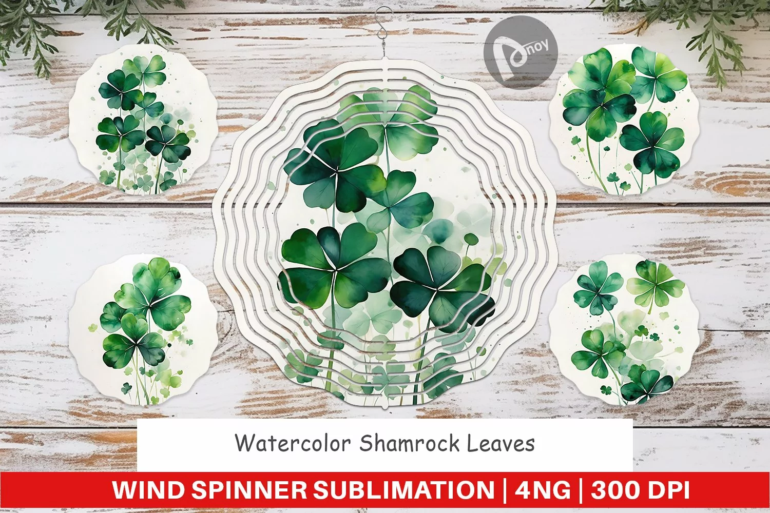 Wind Spinner Watercolor Shamrock Leaves product image 1