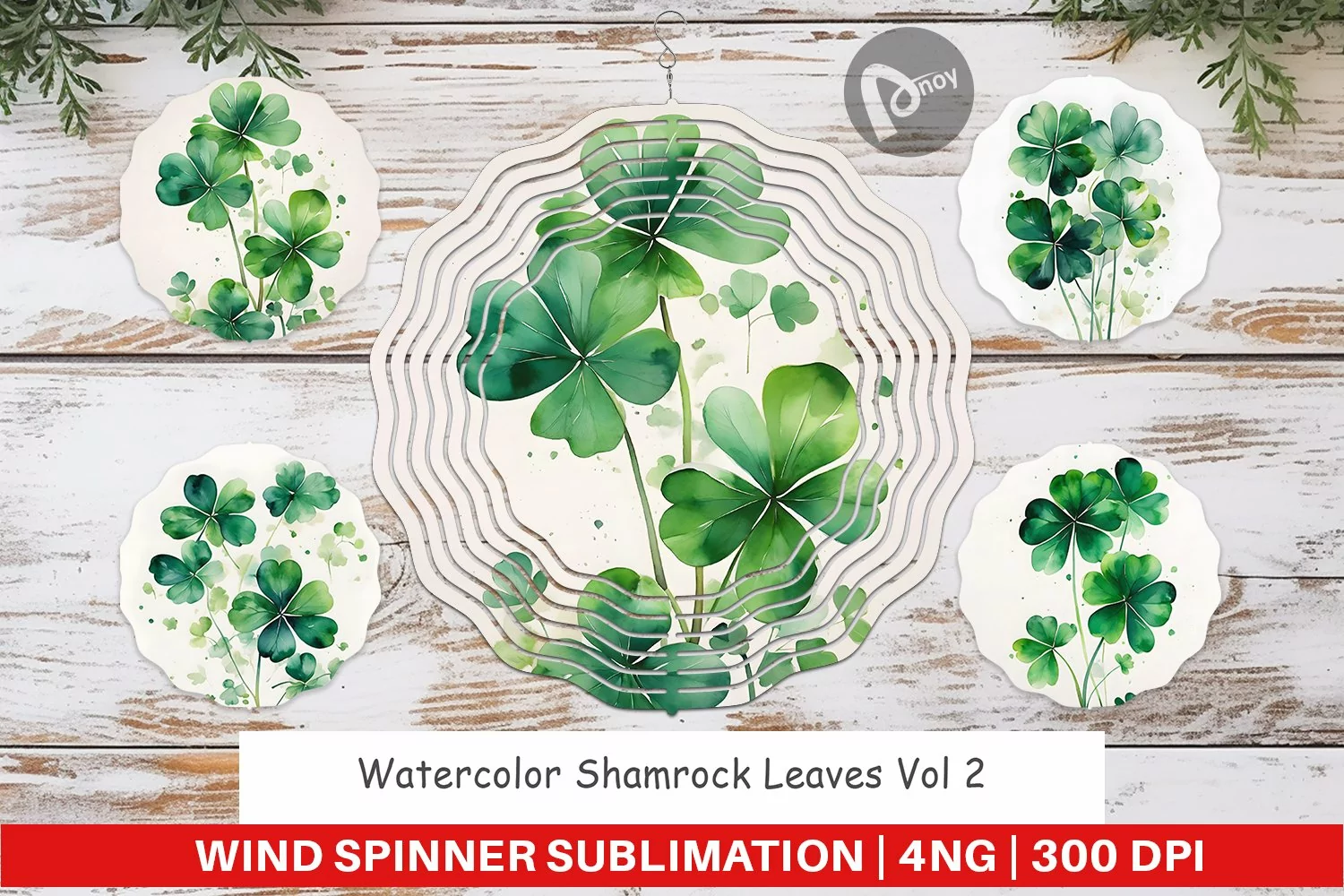 Wind Spinner Watercolor Shamrock Leaves product image 1
