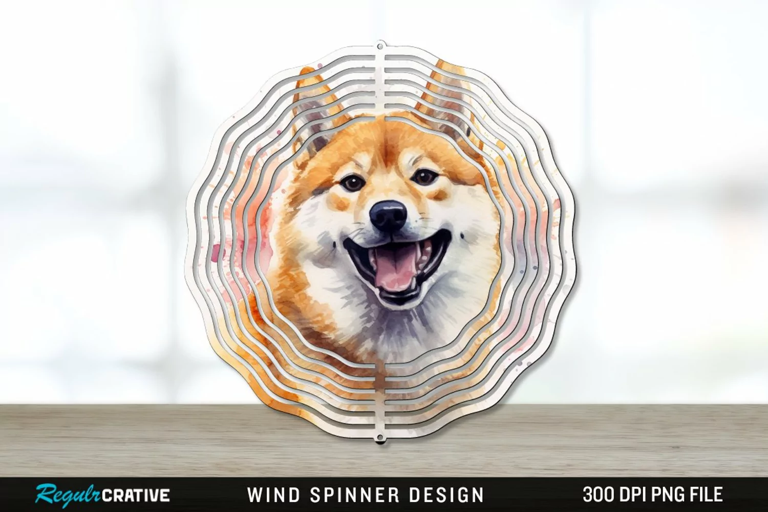 Watercolor Shiba Inu Dog Wind Spinner Sublimation PNG product image 1